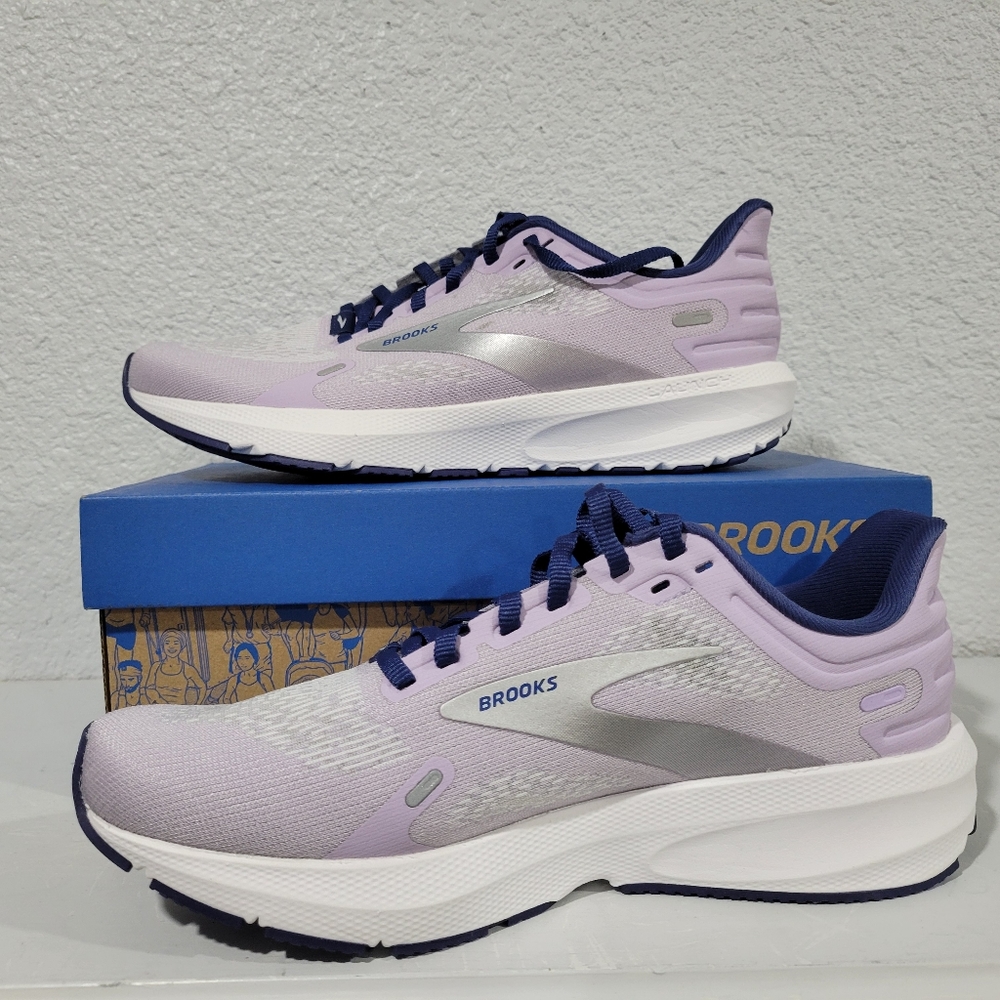 Brooks Launch 9 Running Shoes Womens Size 8.5 Lilac Cobalt Silver Athletic